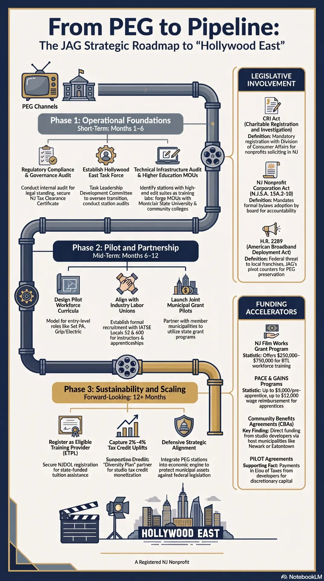 From PEG to Pipeline: the JAG strategic roadmap to Hollywood East infographic